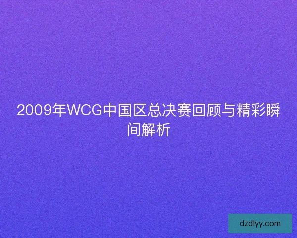 2009年WCG中国区总决赛回顾与精彩瞬间解析