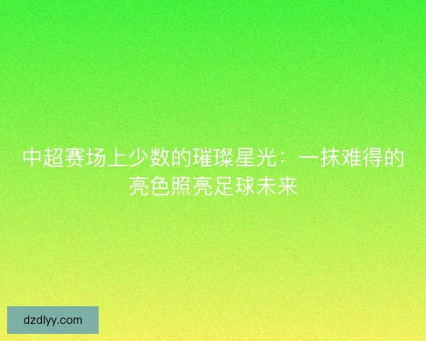 中超赛场上少数的璀璨星光：一抹难得的亮色照亮足球未来